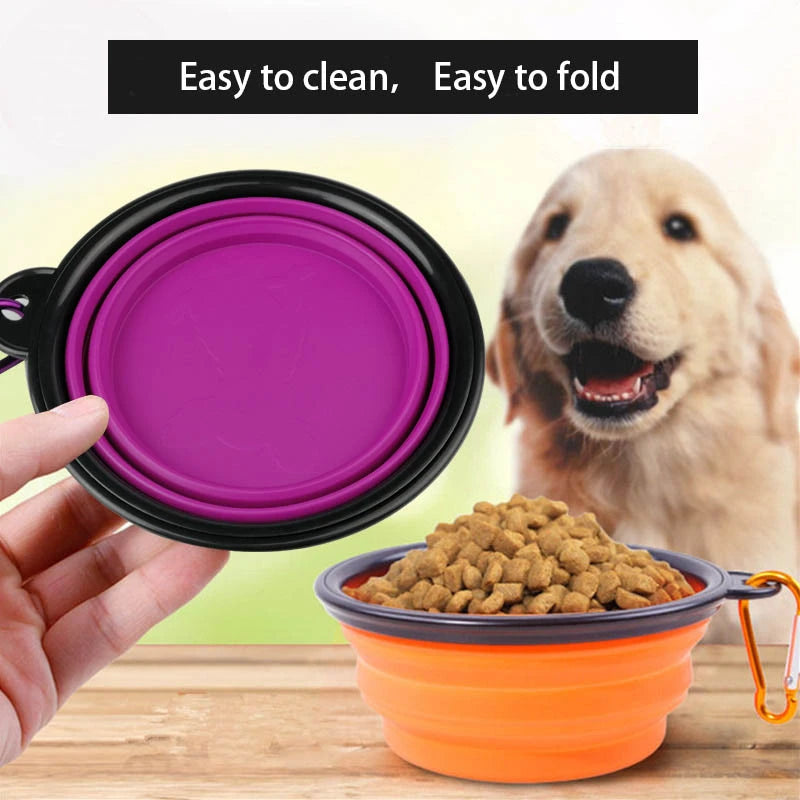 350/1000ml Large Collapsible Dog Pet Folding Silicone Bowl