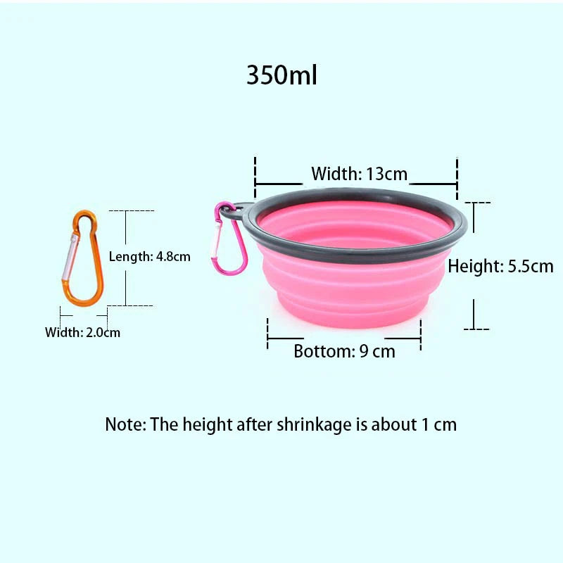 350/1000ml Large Collapsible Dog Pet Folding Silicone Bowl